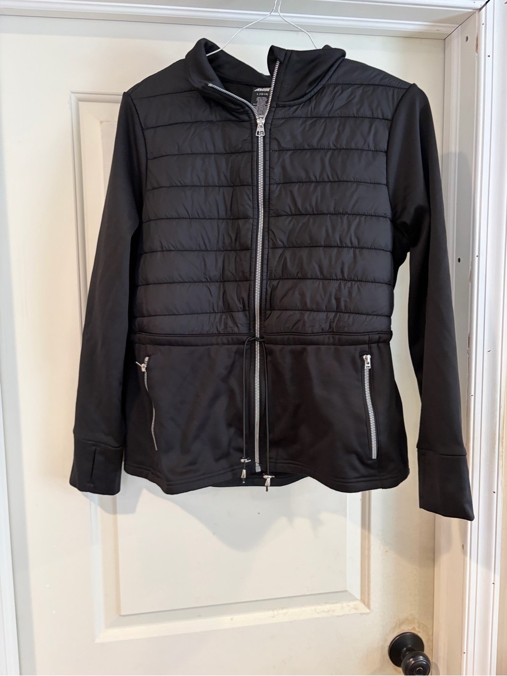 Black Quilted Hybrid Jacket - juniors